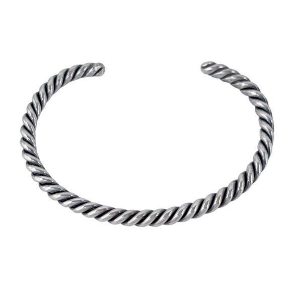 Southwest Twisted Wire Cuff Bracelet | Vintage Sterling Silver 925 | 6.5" - Picture 4 of 10